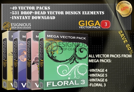 Brand new additions: Tribal, Tech and GIGA vector pack 3