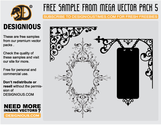 Free floral ornaments from Mega floral vector pack 5
