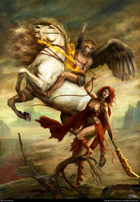 blind-angel-on-horse-and-warrior-woman