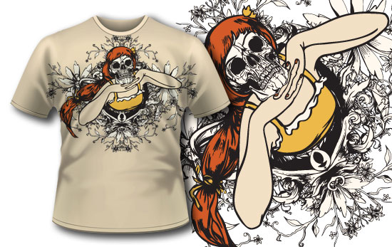 girl with skull t shirt template-238