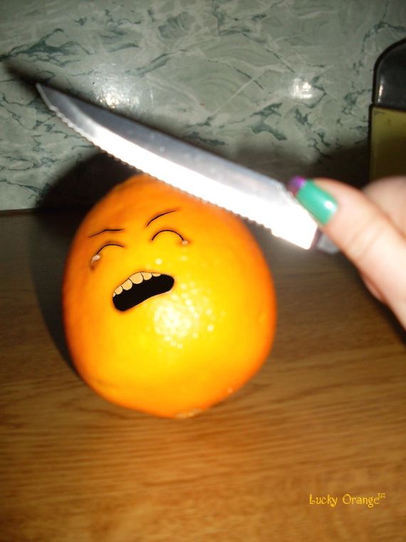 crying orange and knife