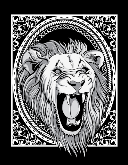 2088-frame with lion head vintage t-shirt design