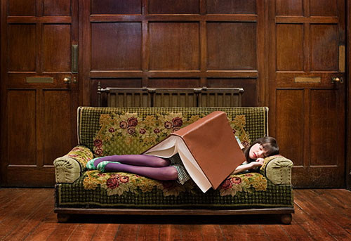 book,books,couch,girl,photo,manipulation,sleep