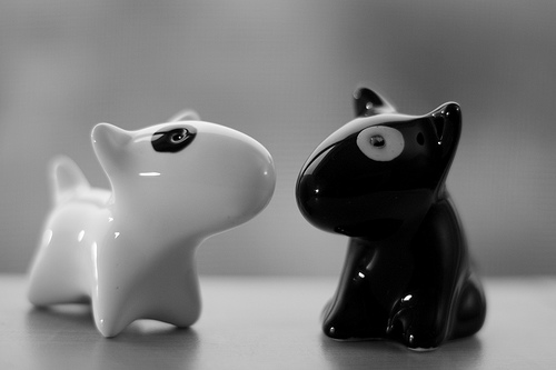 black and white dogs salt and pepper shaker design