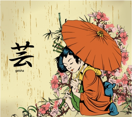 Premium Vector  Traditional japanese geisha design