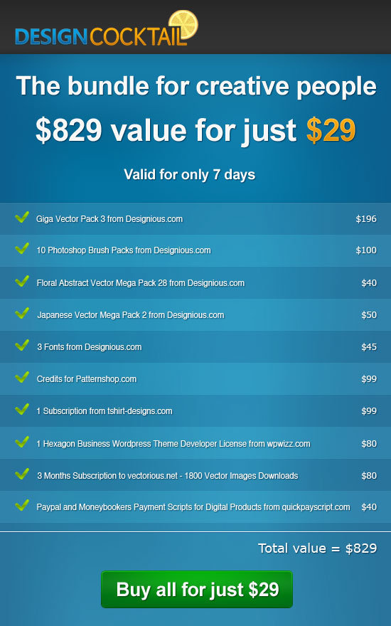 Bundle of Design Goodies: $29 for $829 Worth of Value