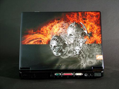 fire and abstract mask design for laptop skin