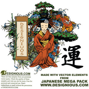 japanese free vector illustration with geisha