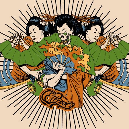vector japanese tshirt design with geisha