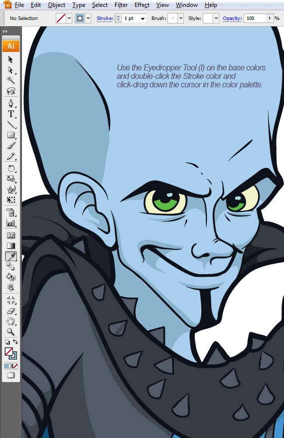 Design Process How to Draw the SuperVillain Megamind in Illustrator