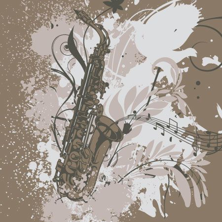 Saxophone with floral vector tee design from Tshirt-designs