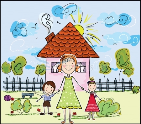 family doodles vector illustration