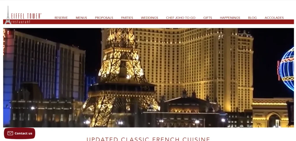 Eiffel Tower Restaurant - best restaurant website designs