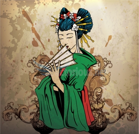 1033-geisha on grunge background