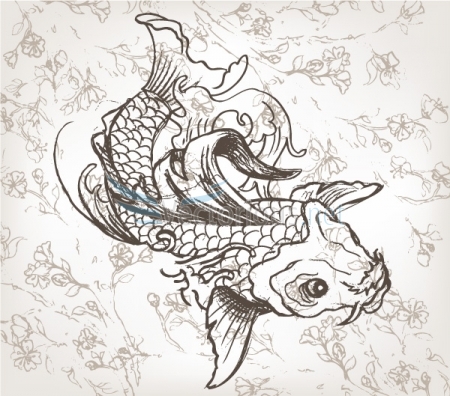 2625-hand drawn koi fish