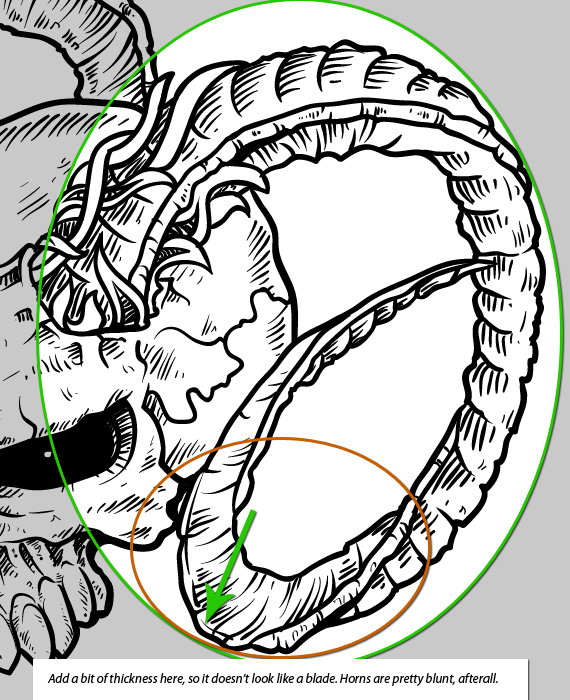 demon skull drawing easy- stage16