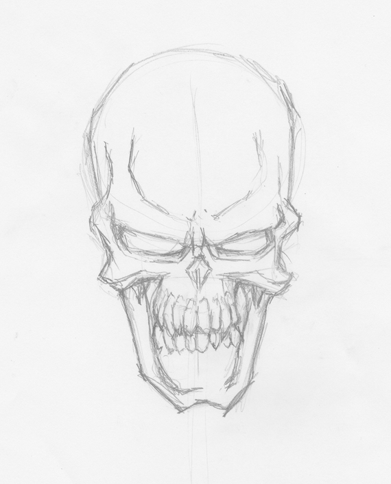 Wicked skull drawings - stage2