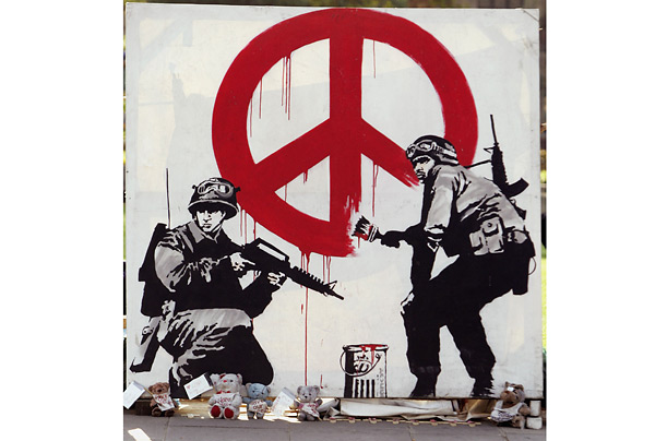 world peace graffiti banksy