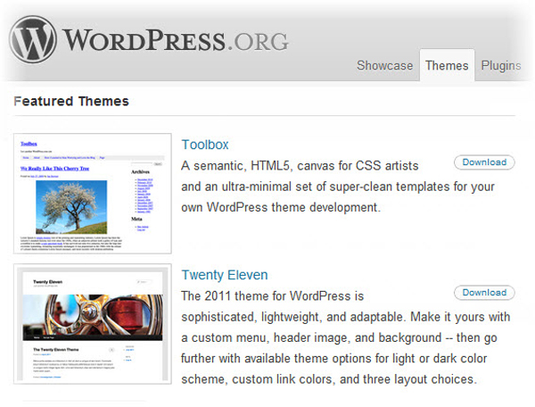 wordpress.org page
