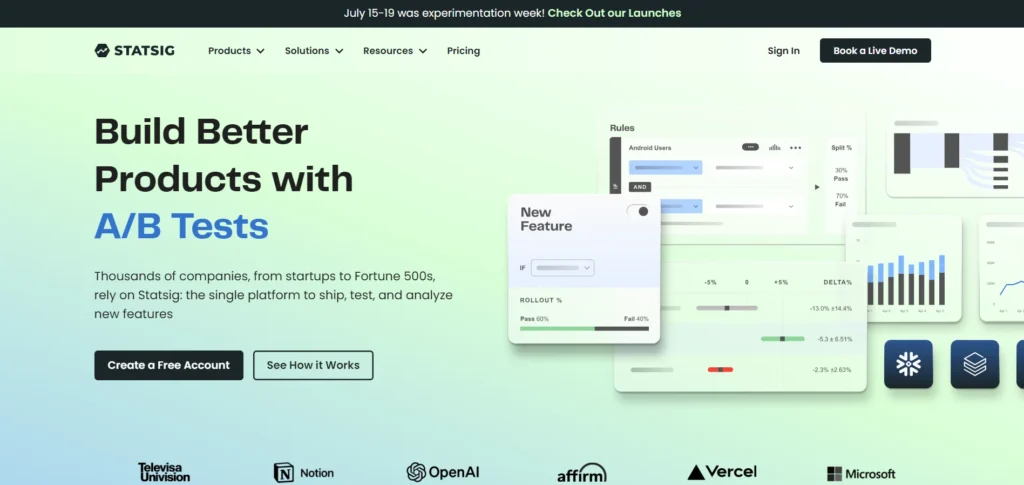 Statsig - Best AB testing platforms
