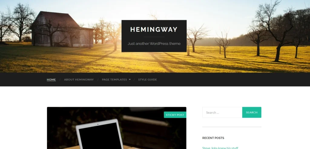 Hemingway template for wordpress