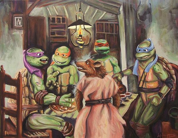 famous paintings recreated - Mutant Ninja Turtles Potato Eaters