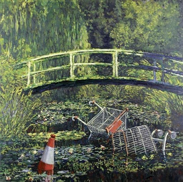 design inspiration - Banksy's Commentary on Monet's Water Lilies