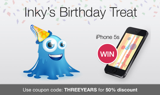 Inky’s Birthday Treat: Get 50% off all deals and an iPhone 5S