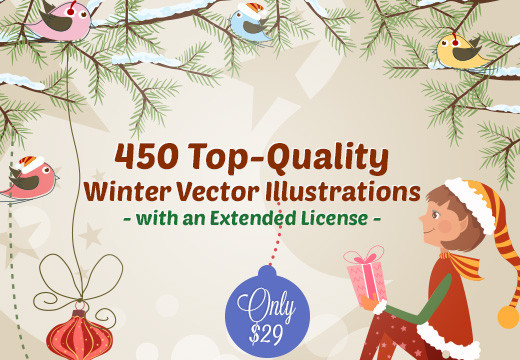 450 Premium Retro Christmas & New Year Vector Illustrations