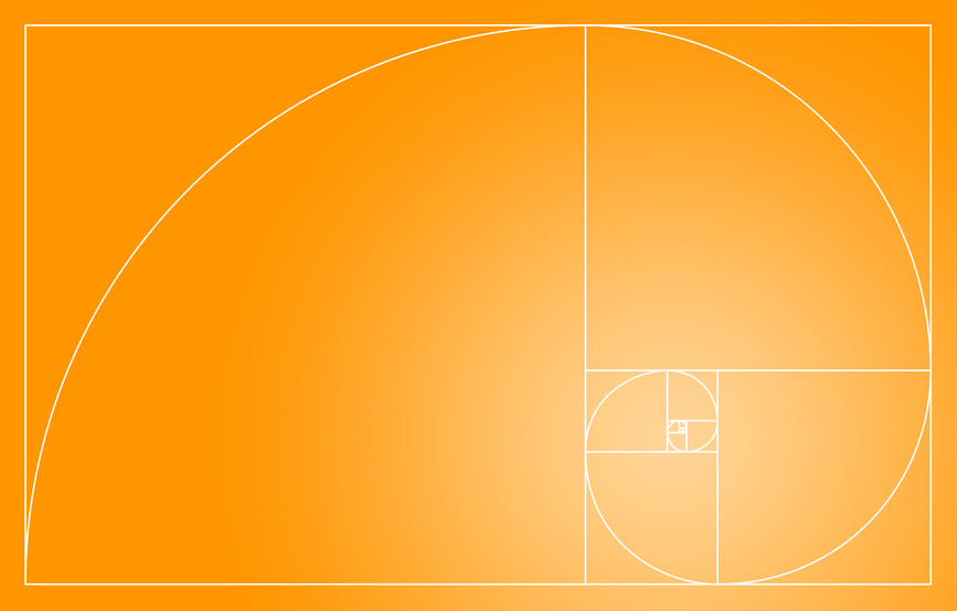 Fibonacci Spirale im goldenen Schnitt - Orange Wei