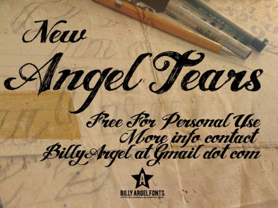 angel tears tattoo font