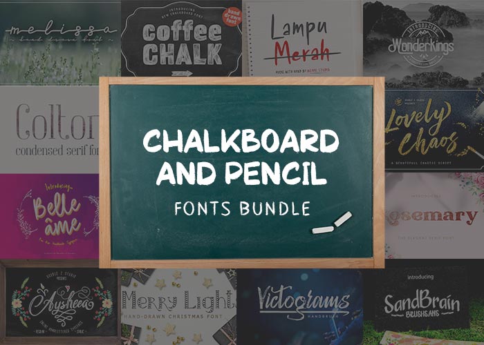 Image of The Chalkboard And Pencil Fonts Bundle for banner design by Pixelo.