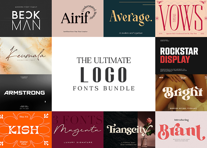 Image of Ultimate Logo fonts bundle for graphic designers by Pixelo.