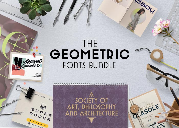 Image of The Geometric Fonts Bundle for banner design by Pixelo.