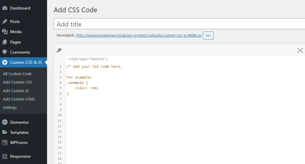 Adding your CSS code