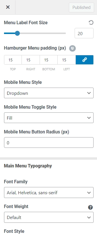 menu label setting