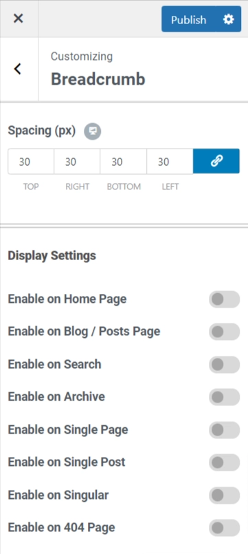 Breadcrumb settings