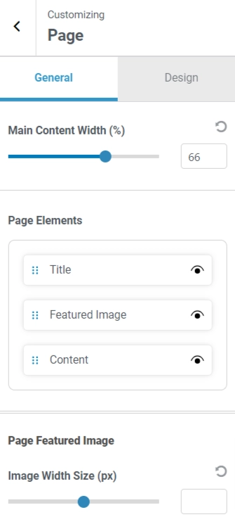 Page layout settings