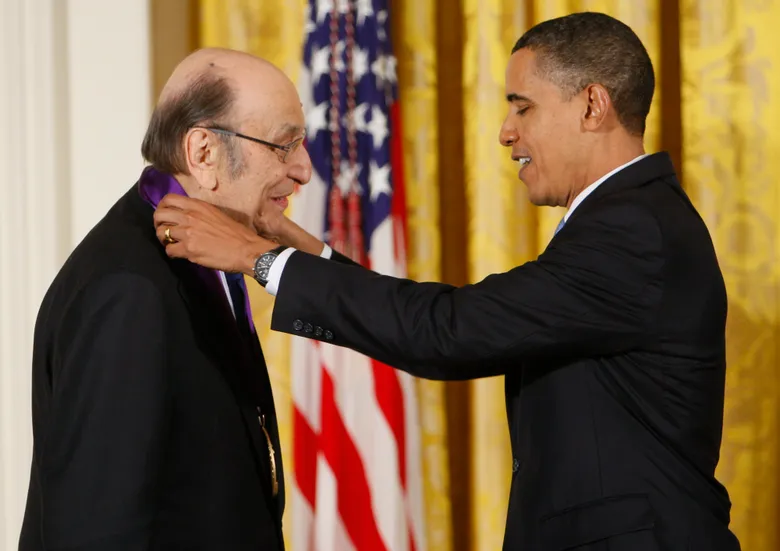 famous graphic designer Milton Glaser being awarded by Barack Obama