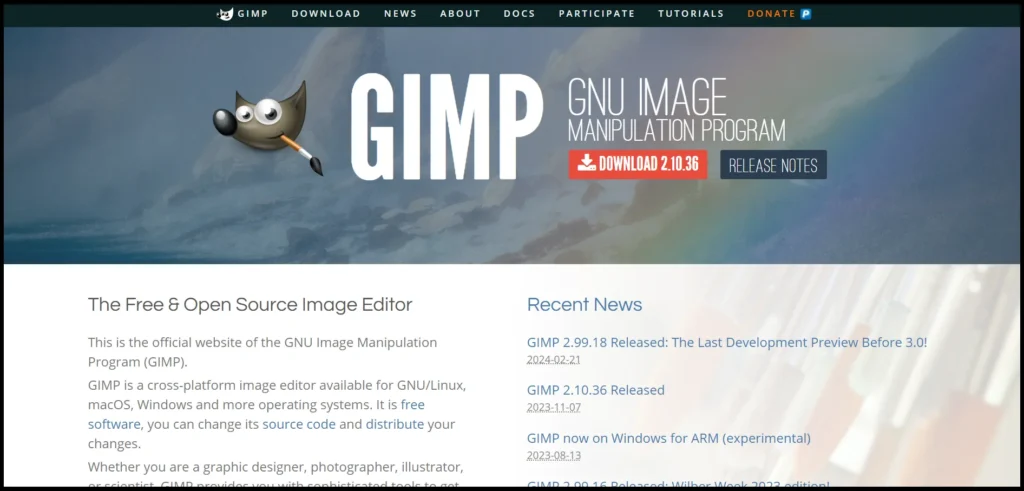 GIMP graphic design tools free
