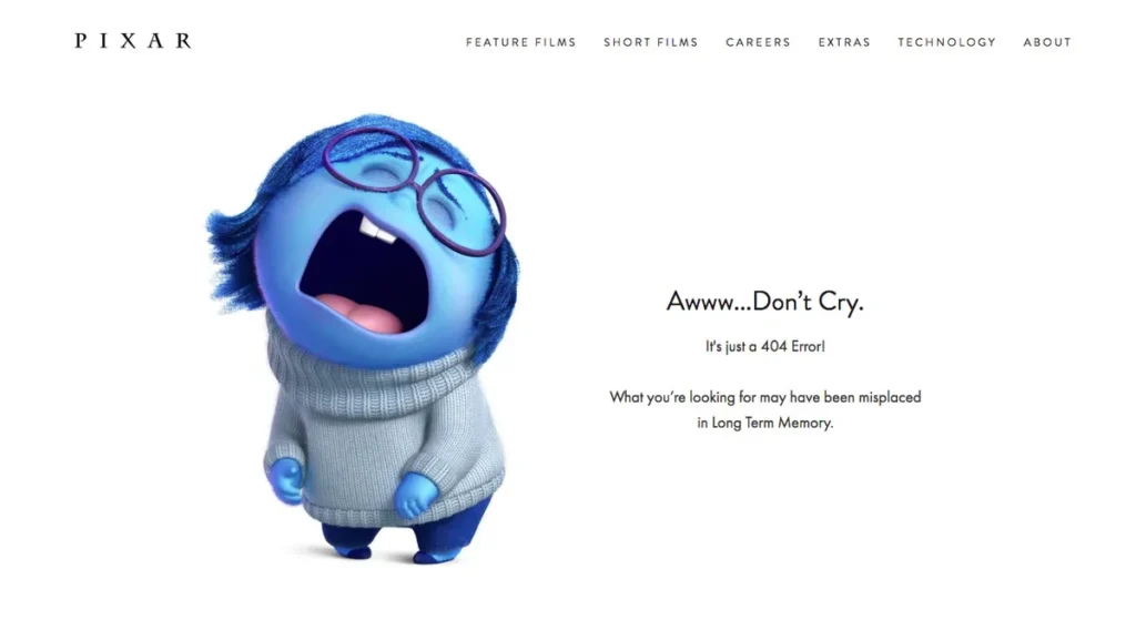 Pixar webpage