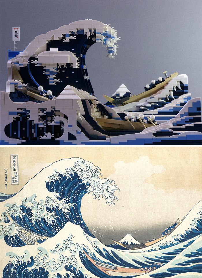 Great Wave Off Kanagawa created with Legos