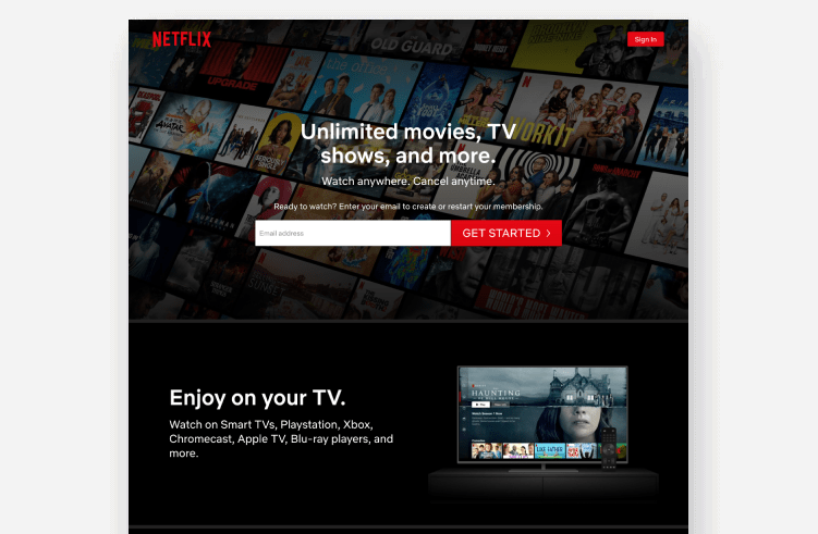 Netflix homepage