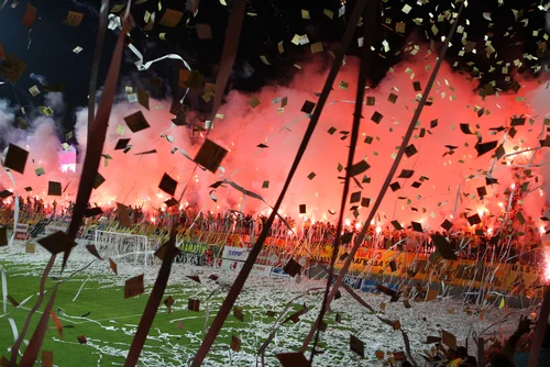 confetti and fireworks at the stadium