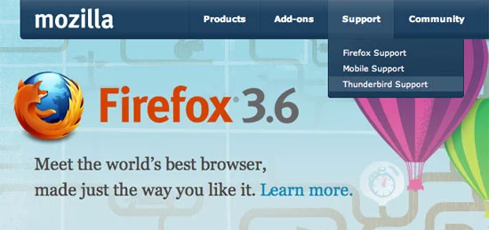 Mozilla Firefox homepage