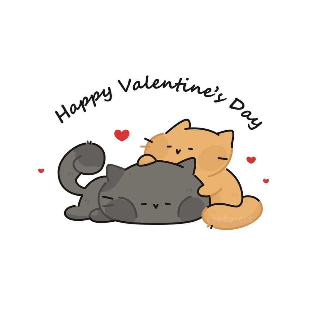 love illustrations - Happy Valentine's day kittens