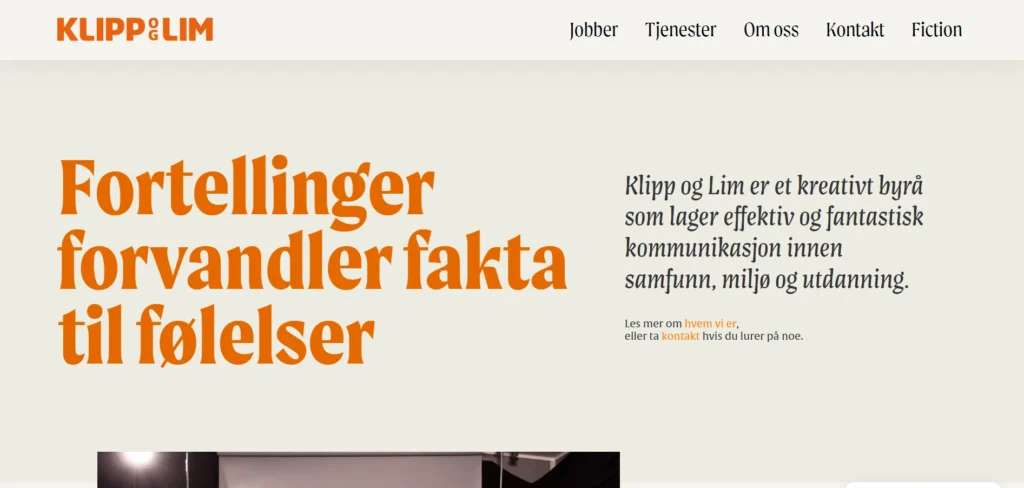 minimal website designs - Klipp OG Lim