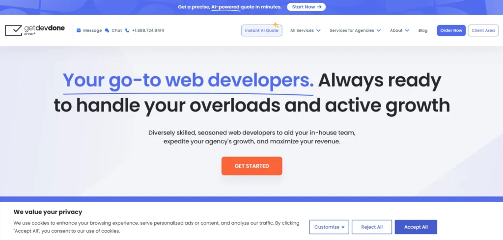 GetDevDone homepage