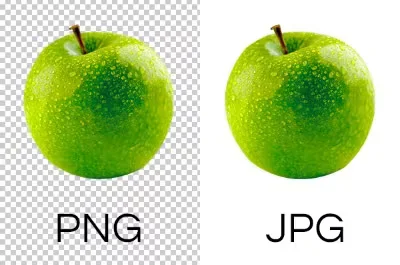 a photo of an apple as a JPG and PNG file