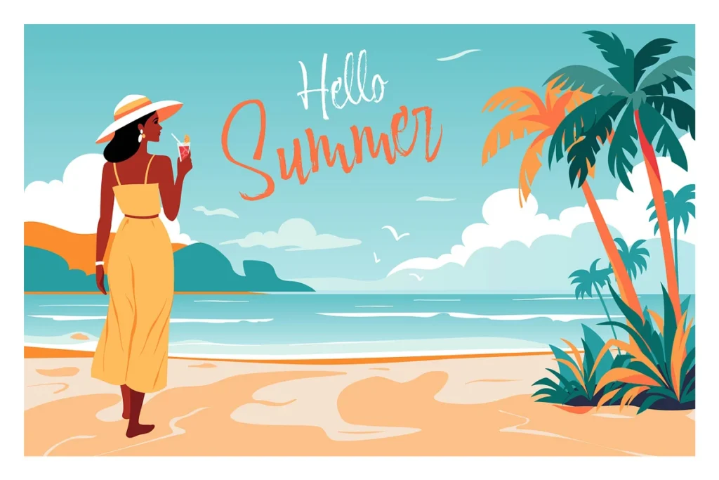 hello summer illustrations